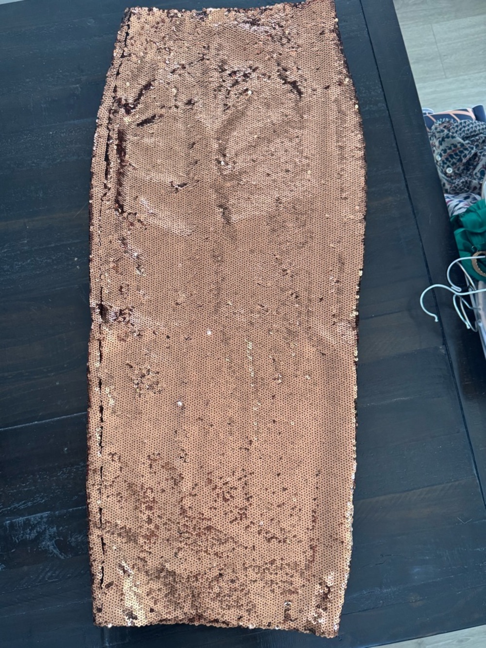 Veronica Beard Rose Gold Sequin Pencil Skirt